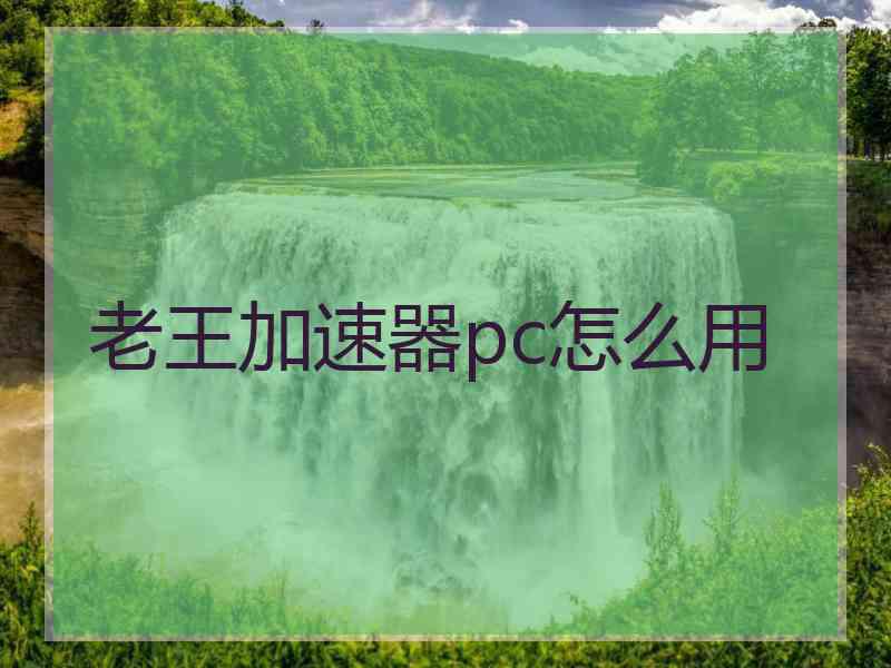 老王加速器pc怎么用