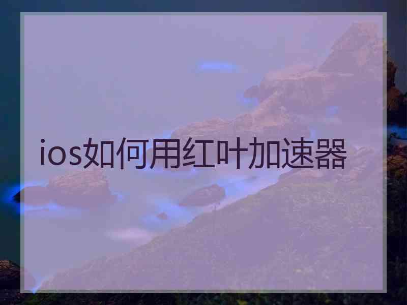ios如何用红叶加速器