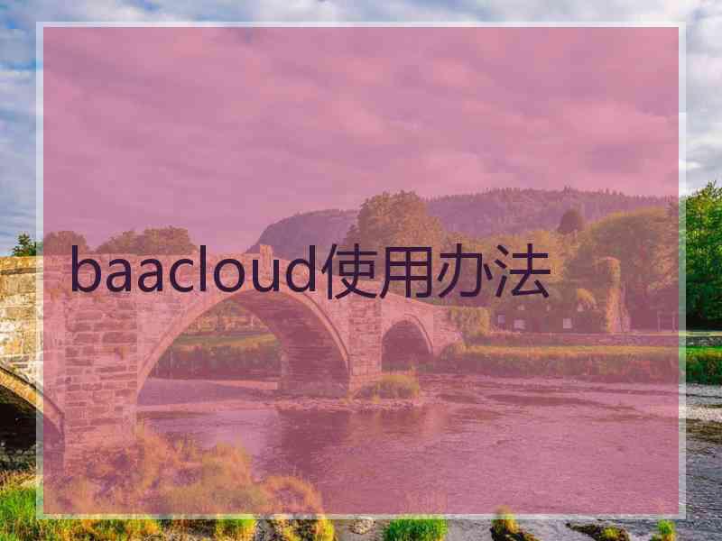 baacloud使用办法